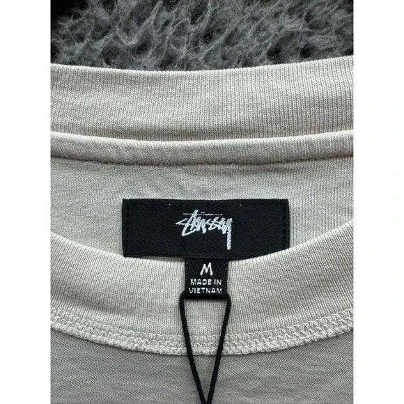 NWD Stussy Relaxed Fit Cotton Lazy Crewneck Short Sleeve Tee Bone Unisex Size‎ M
